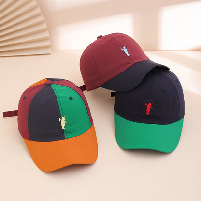A Color-Blocked Embroidered Bear Quick-Drying, Lightweight, Sunshade, Versatile Baseball Cap