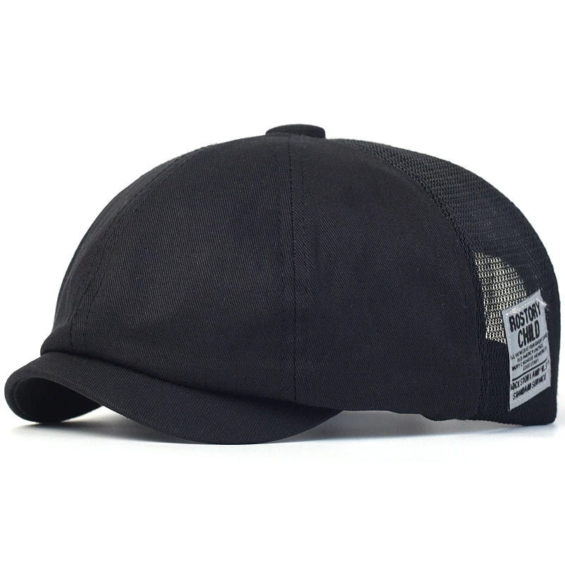Summer Mesh boy Cap Breathable Cotton Peaky Octagonal Hat Vintage Casual Cap