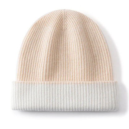 High-Quality Pure Cashmere Unisex Beanie 2 Layer Thick Warm Casual Hat