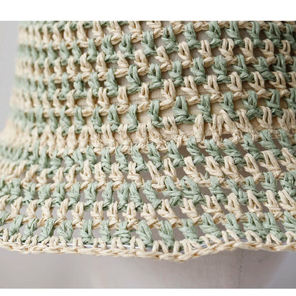 Fashionable Luxury Hollow Hat Sky Blue Striped Hat