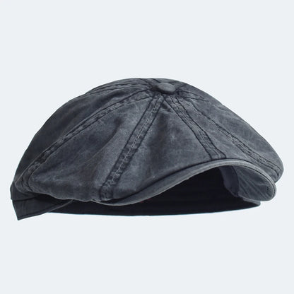 Washed Cotton Newsboy Cap Peaky Octagonal Hat