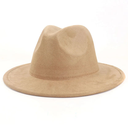 Suede Fedora Hats For Women Luxury Solid Color Elegant Party