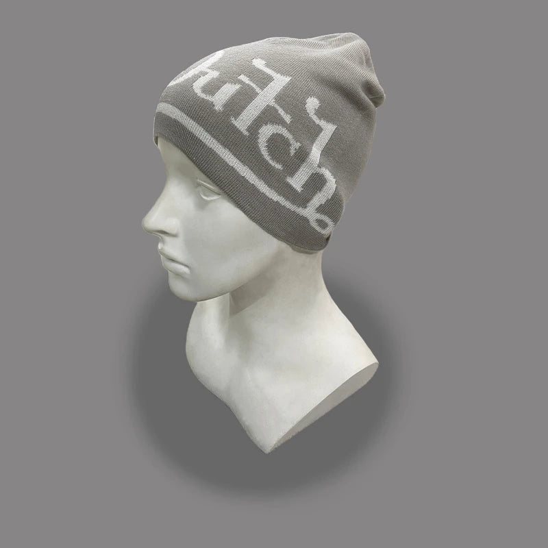 Y2k Retro Street Style Letter Jacquard Knit Hat Without Eaves