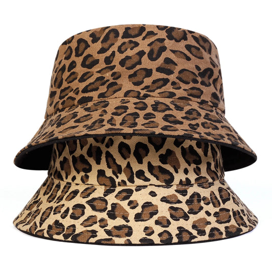 Unisex Leopard Print Personality Bucket Hats Fishermen Caps