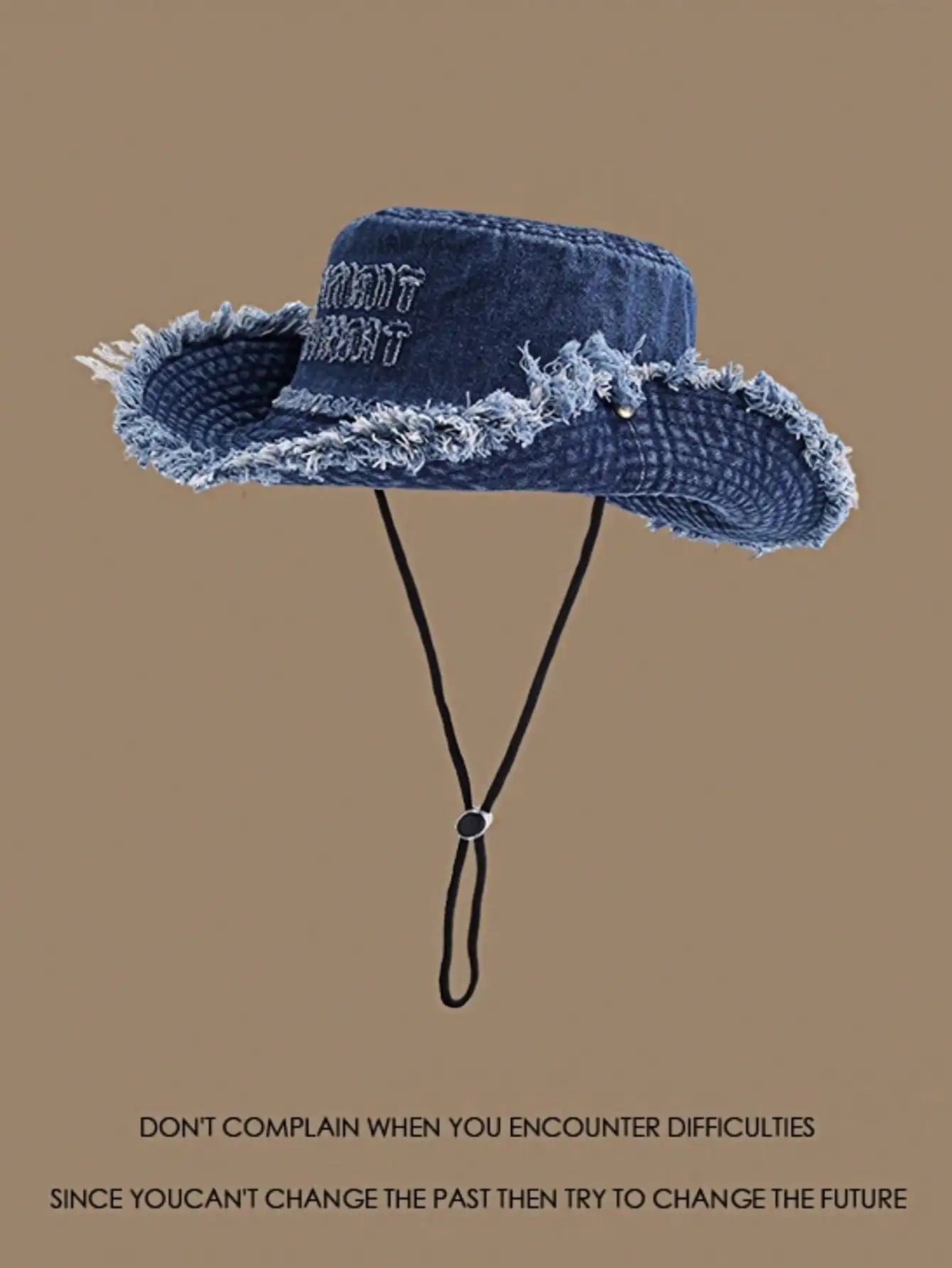Unisex Distressed Embroidered Retro Washed Rough Edge Drawstring Hat