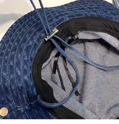 Vintage Washed Denim Bucket Hat Unisex Summer Sun Hat