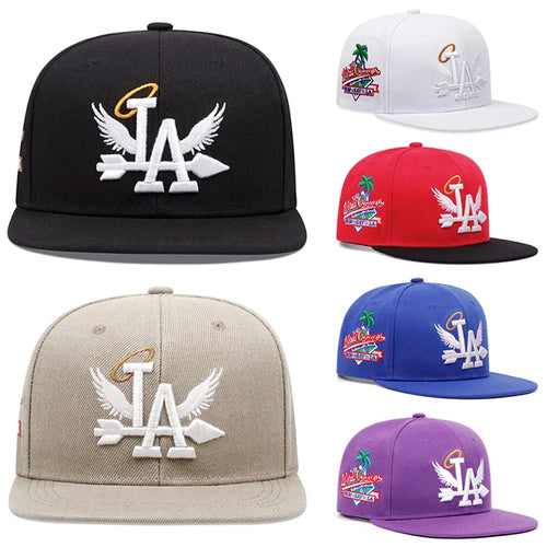 LA Wings Side Coconut Embroidered Flat Edge Hat Street Hip Hop Hat