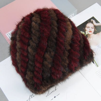 2026 New Style Fashion Genuine Real Natural Women's Knitted Mink Fur Hat