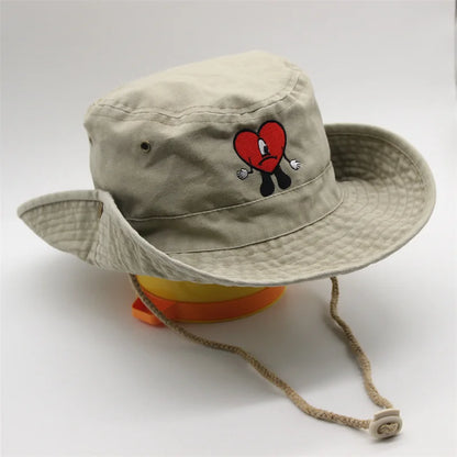 Cotton Embroidered Bad Bunny Fisherman Hat