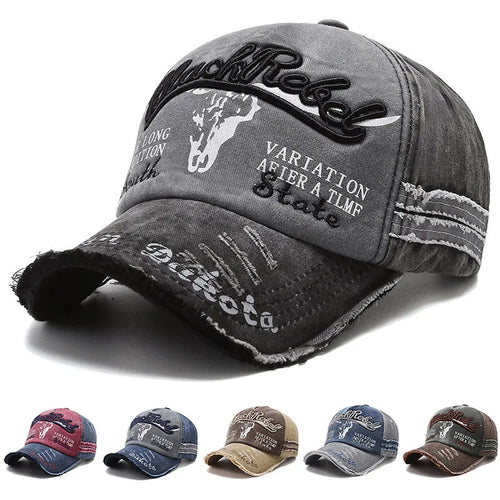 Retro Embroidered Letter Washed Baseball Cap
