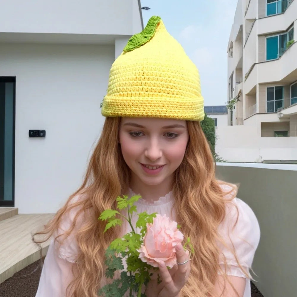 Lemon Creative Knitted Fruit Hat Warm Thick Strawberry Pullover Cap