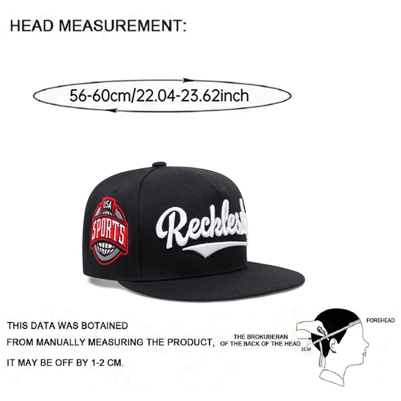 New Flat Edge Hat REEK Side USA Embroidered Outdoor Daily Leisure Decoration Sunshade Hat Unisex Hip Hop Hat
