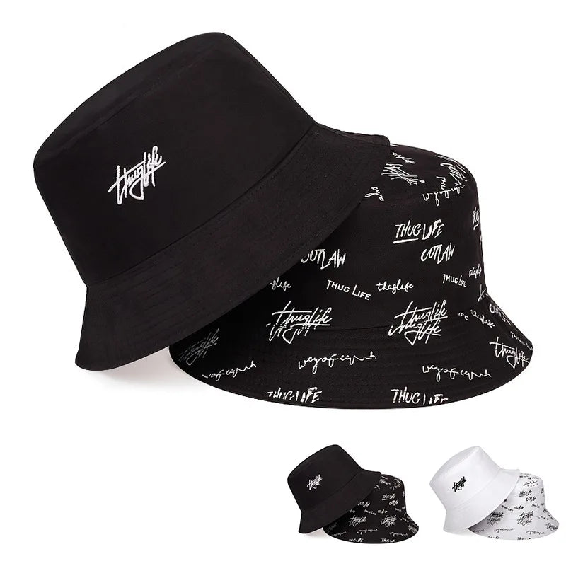 Unisex Letter Embroidery Printing Personality Bucket Hats