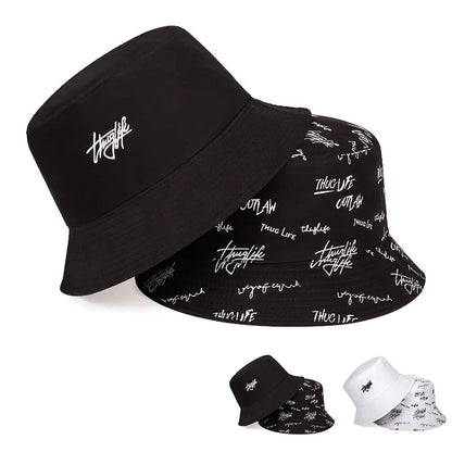 Unisex Letter Embroidery Printing Personality Bucket Hats