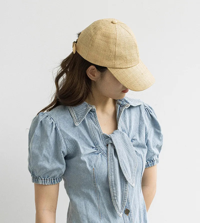 Summer Raffi Grass Solid Tough Light Breathable Sport Baseball Hat