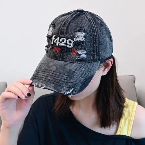 1pc Retro Ripped Baseball Hat for Men and Women