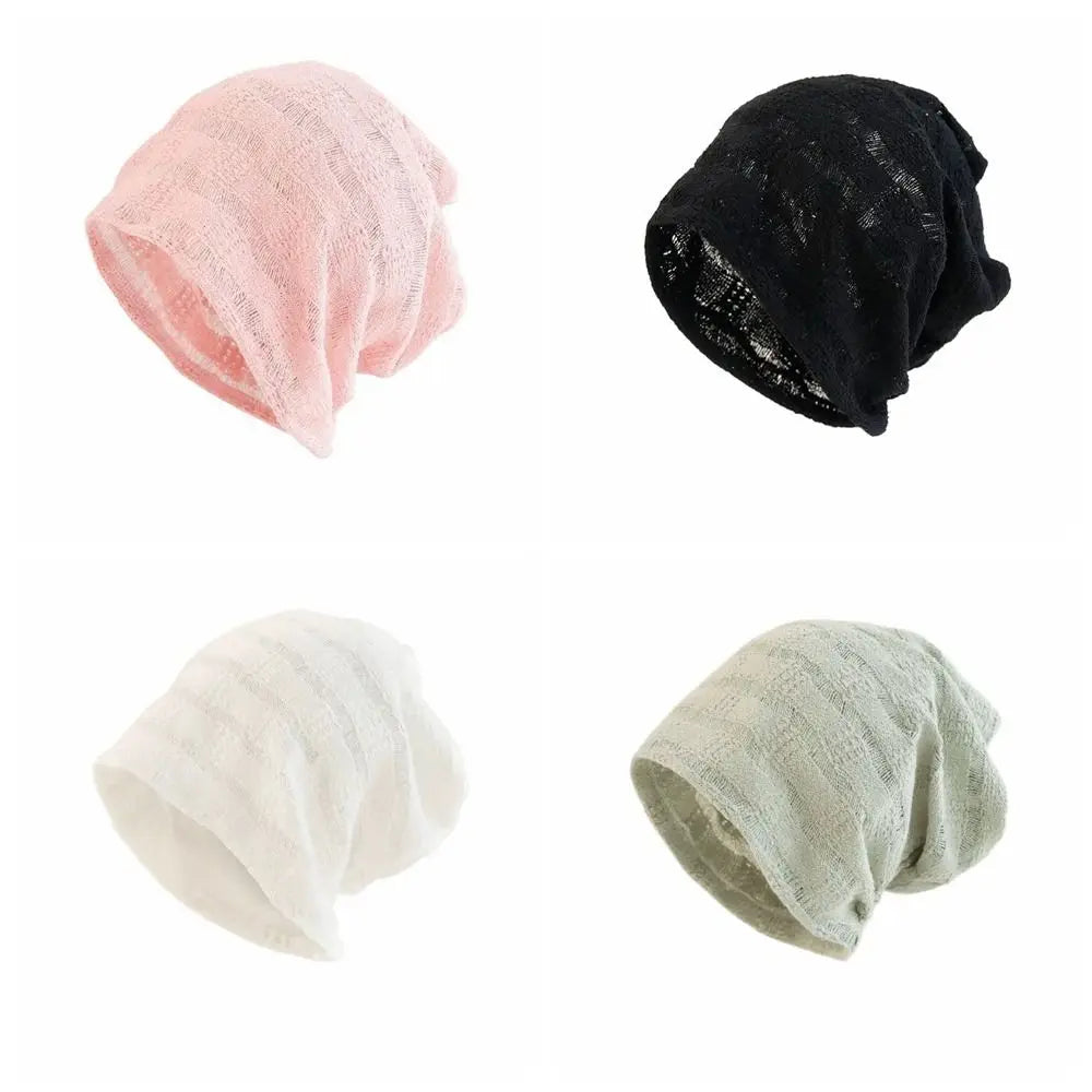 Fashion Hollow Pullover Hat Breathable Thin Beanies Hat Sweet Korean Style