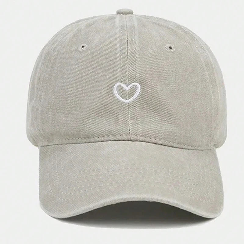 Hand Drawn Heart Hat Women Embroidered Baseball Cap