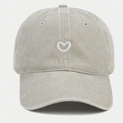Hand Drawn Heart Hat Women Embroidered Baseball Cap