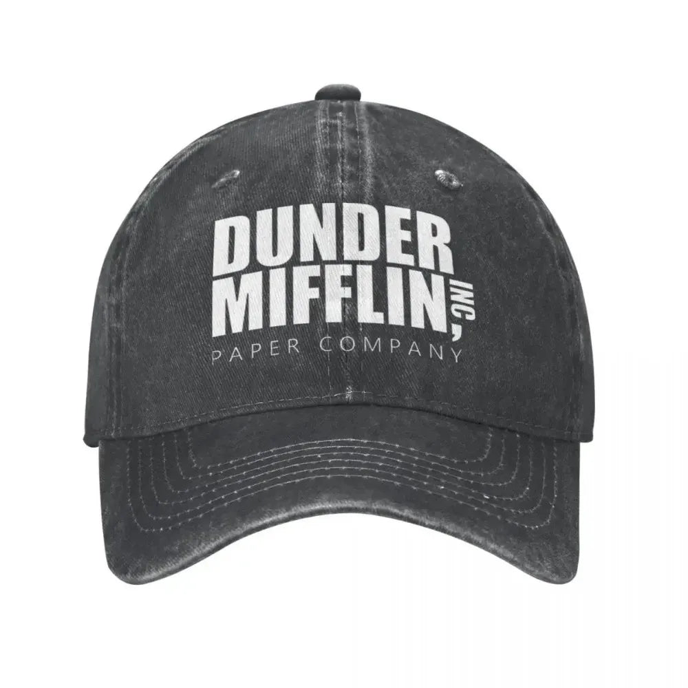 Classic Dunder Mifflin Logo Baseball Caps Men Women Distressed Denim Washed Sun Cap