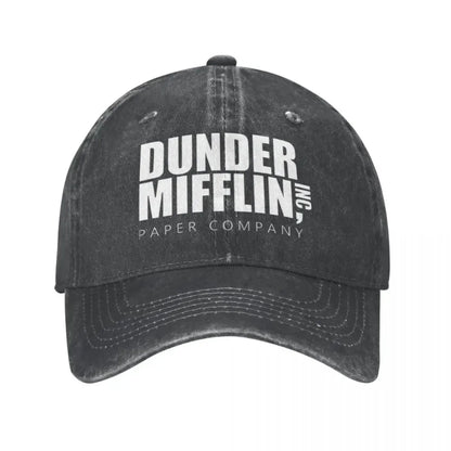 Classic Dunder Mifflin Logo Baseball Caps Men Women Distressed Denim Washed Sun Cap