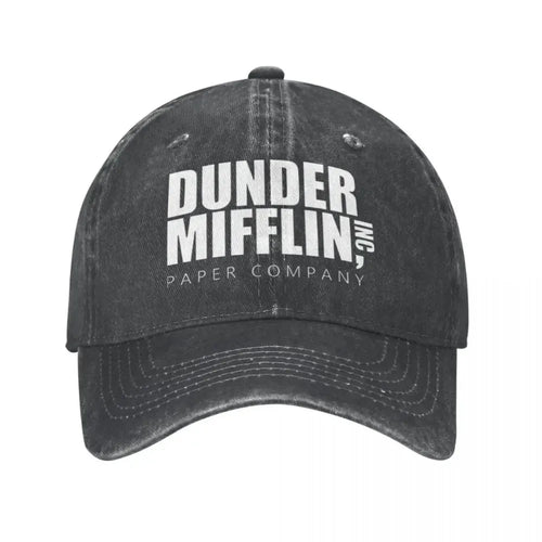 Classic Dunder Mifflin Logo Baseball Caps Men Women Distressed Denim Washed Sun Cap