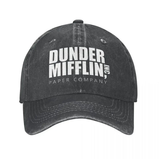 Classic Dunder Mifflin Logo Baseball Caps Men Women Distressed Denim Washed Sun Cap