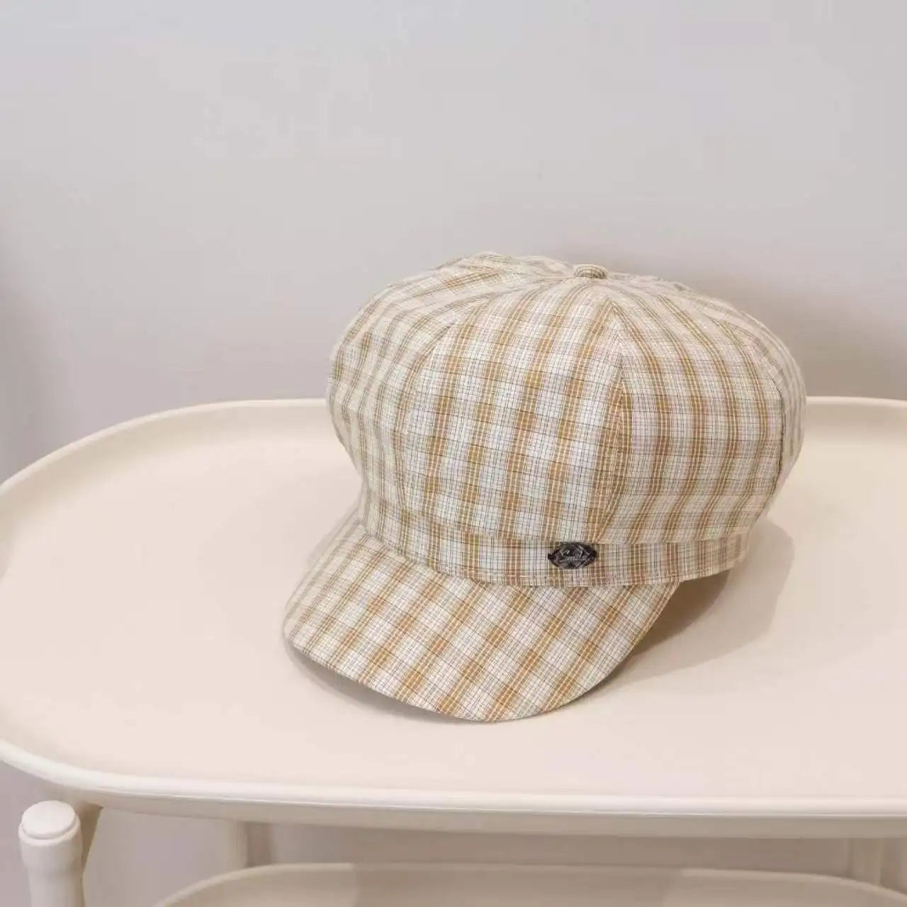 2026 New Vintage Plaid Octagonal Beret Hat Women
