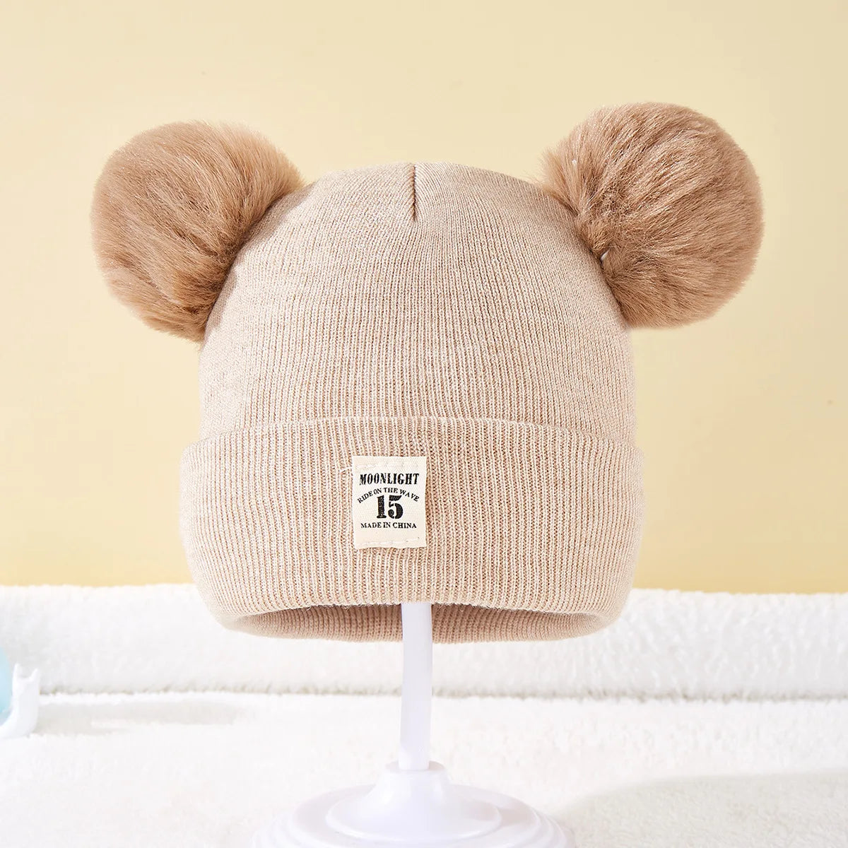 Autumn Winter Baby Warm Knitted Hats With Pom Kids Knit Beanie Hat Solid Color Children Hat