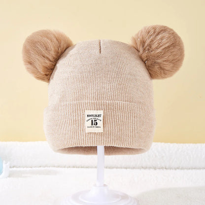 Autumn Winter Baby Warm Knitted Hats With Pom Kids Knit Beanie Hat Solid Color Children Hat