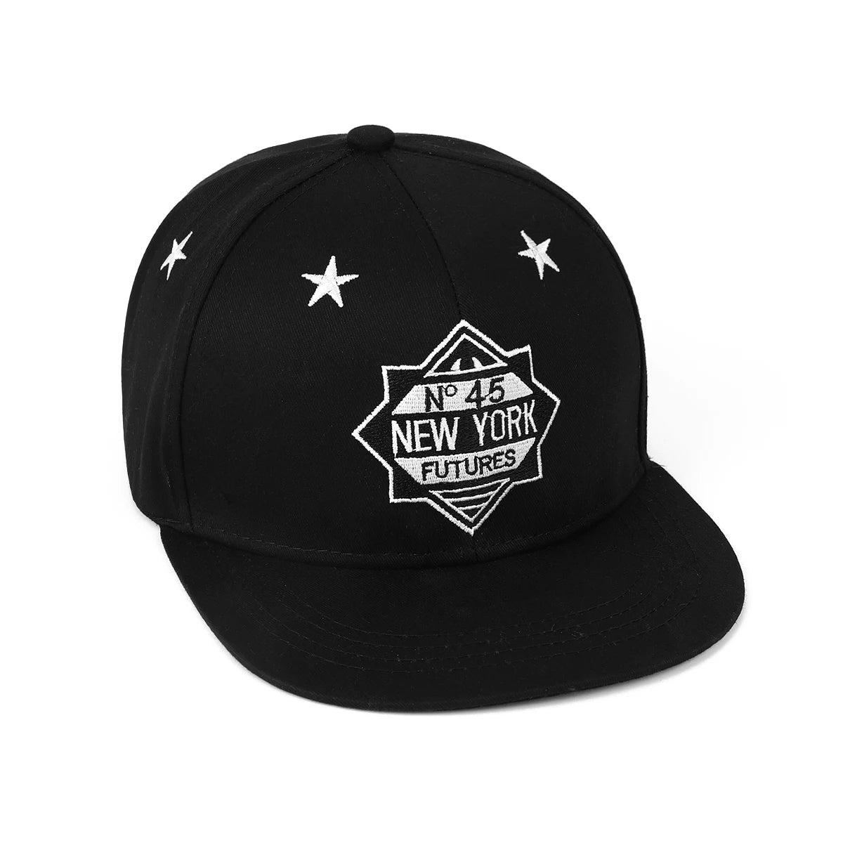 Korean-Style Trendy Embroidered Hexagram 45-Degree Hard-Top Flat-Brim Hat
