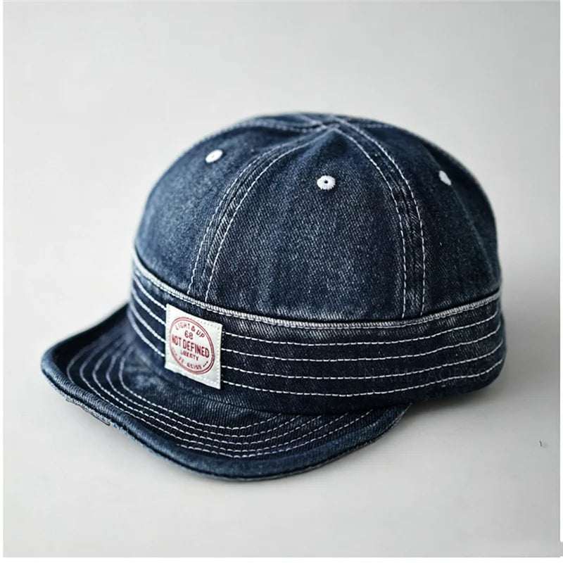 Washed Patch-Lettered Soft-Brimmed Denim Baseball Cap