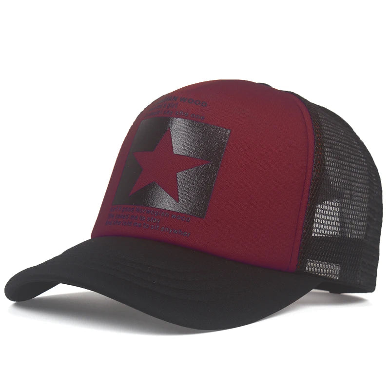 New Trendy Breathable Mesh Hat Pentagram Street Dance Skateboarding Outdoor Leisure Sunshade Baseball Hat Unisex