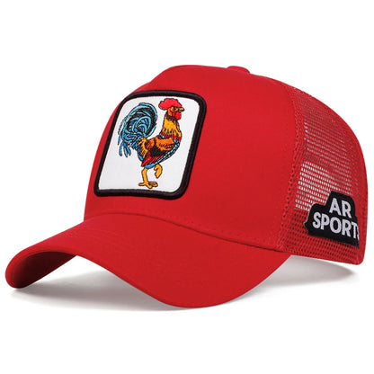 Spring Animal Embroidery Net Rooster Hat Male and Female Animal Baseball Hat