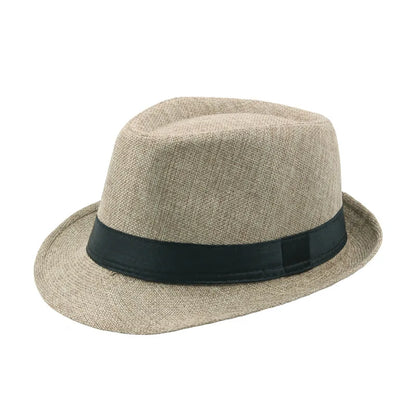 Trendy Wide Brim Men Straw Hat Women Summer Solid Color Fedoras Jazz Sun Cap
