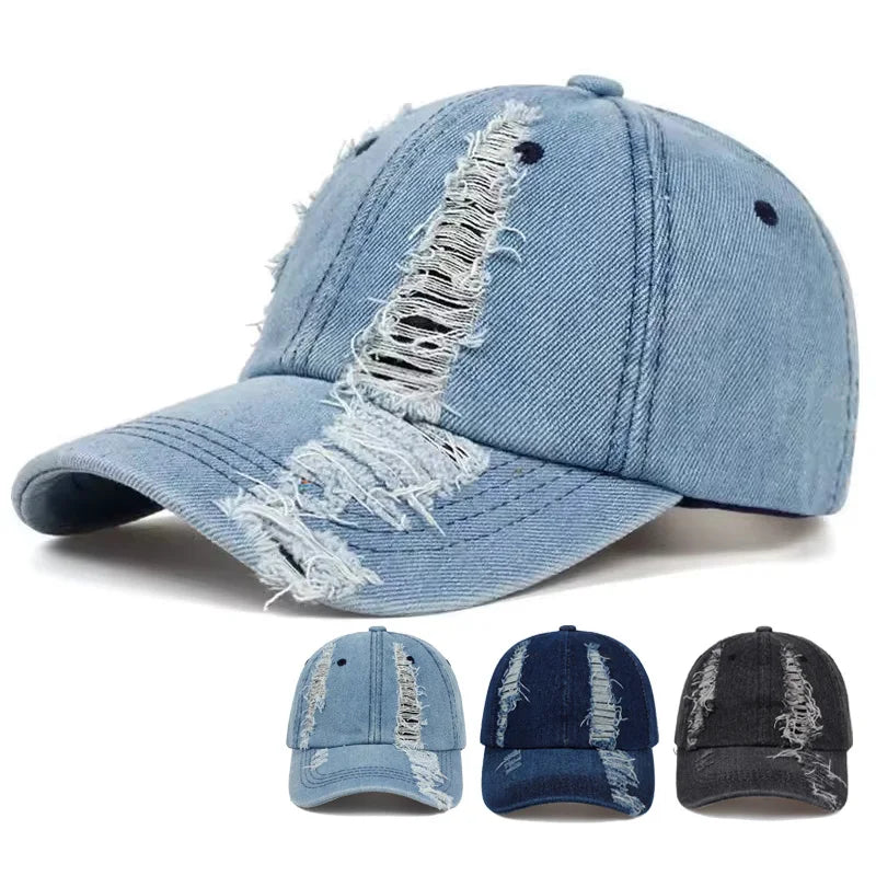 New Solid Color Ripped Baseball Cap