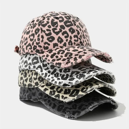 Spring Polyester Leopard Print Casquette Baseball Cap