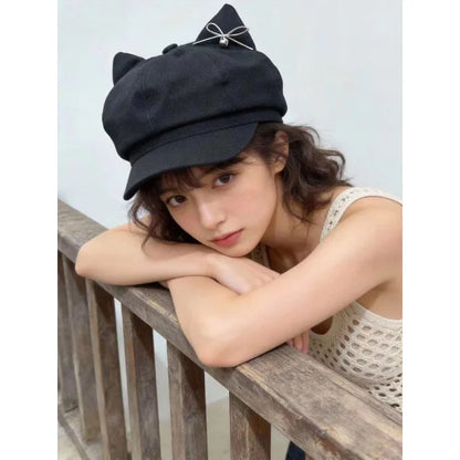 Women Cute Ear Octagonal Beret