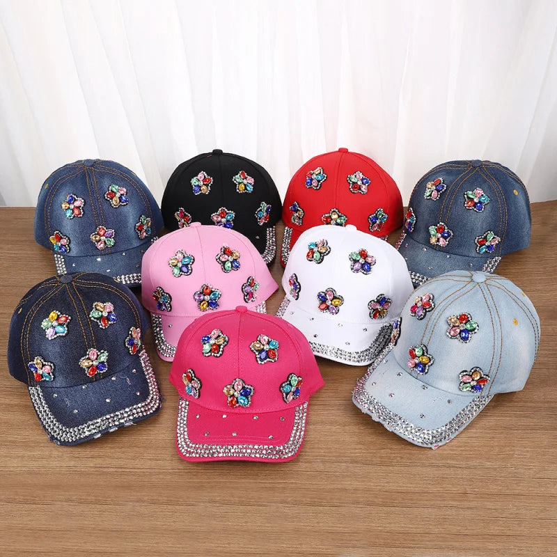Colorful Flower Shining Baseball Cap Unique Stylish Cowboy Hat