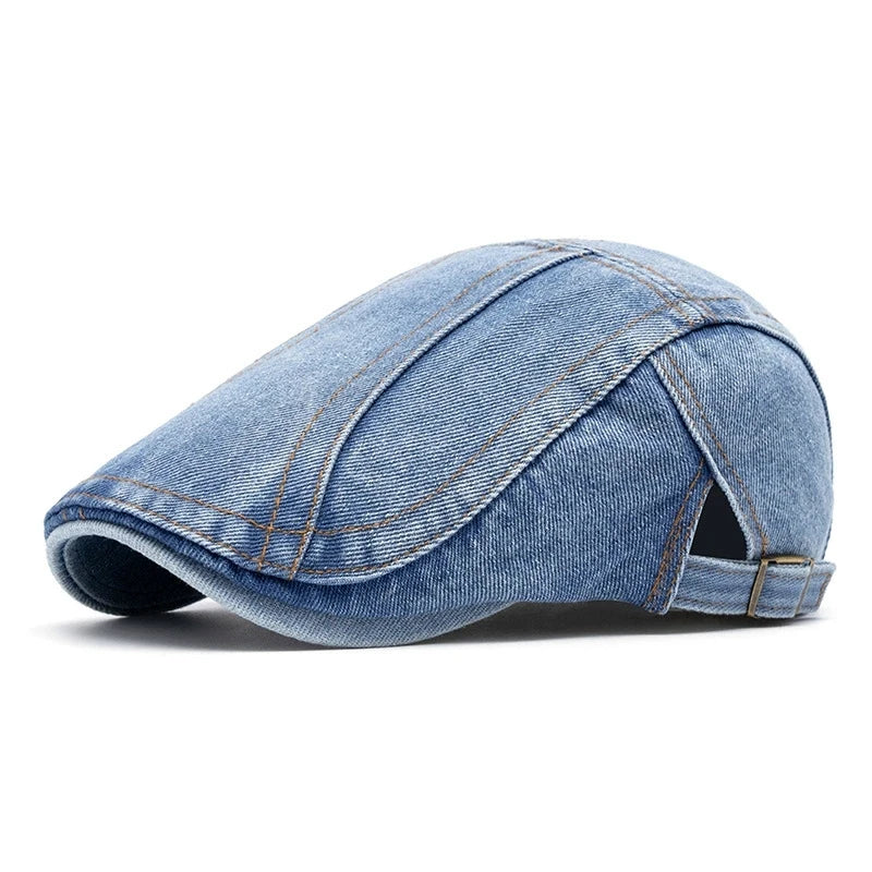 Four Seasons Retro Beret For Men And Women British Denim Peaked Cap
