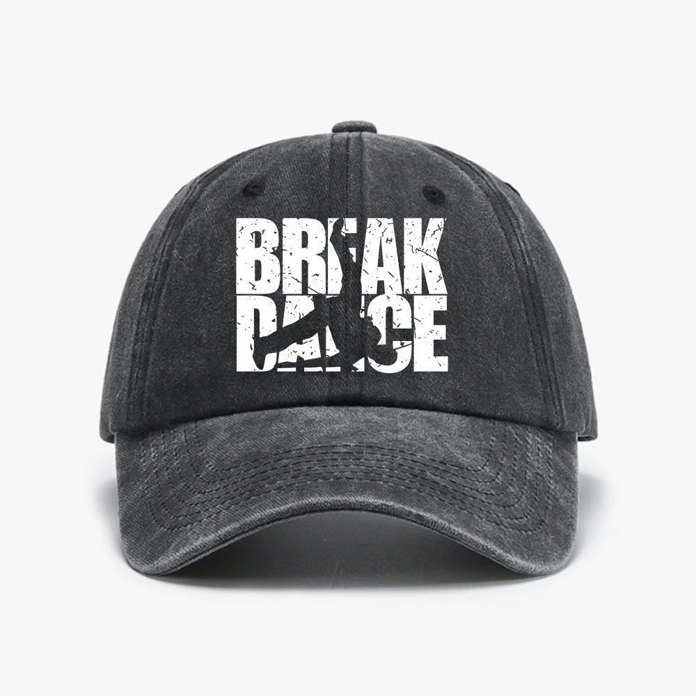 Retro Breakdance Graphic Streetwear Man Washed Baseball Cap