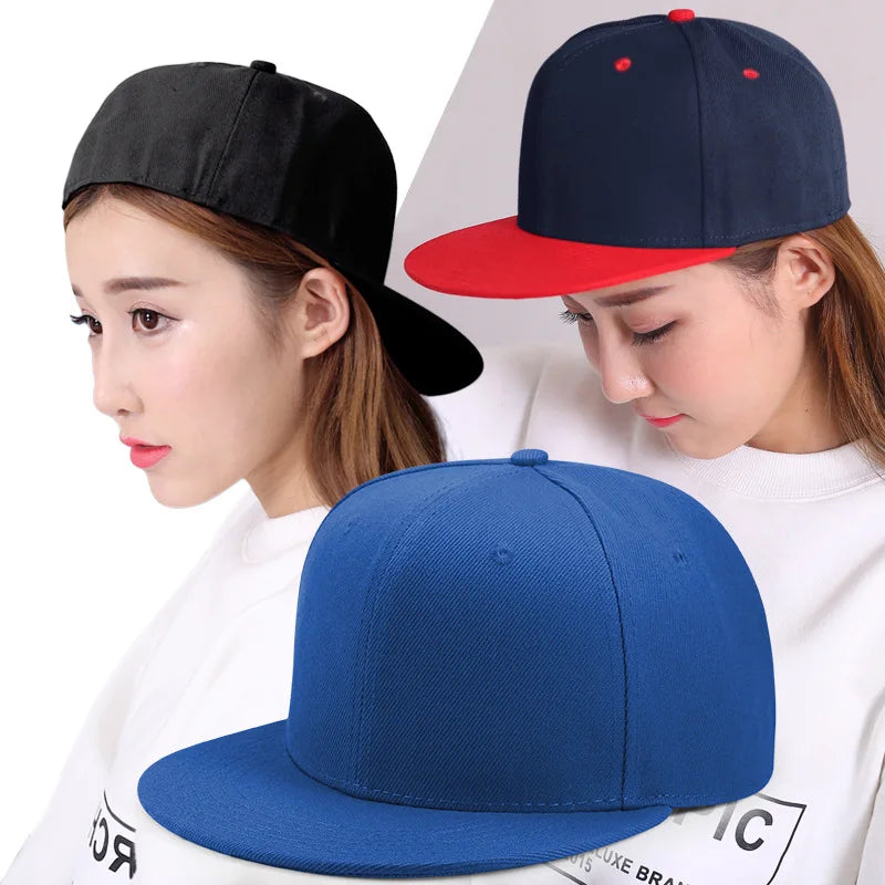 Big Bone Man Plus Size Blank Snapback Cap Plain Back Closed Sport Hat Men Woman Flat Bill Solid Hats