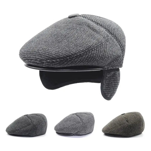 Men Middle-Aged Solid Hat Autumn And Winter Hats Warm Ear Protectors Senior Hat
