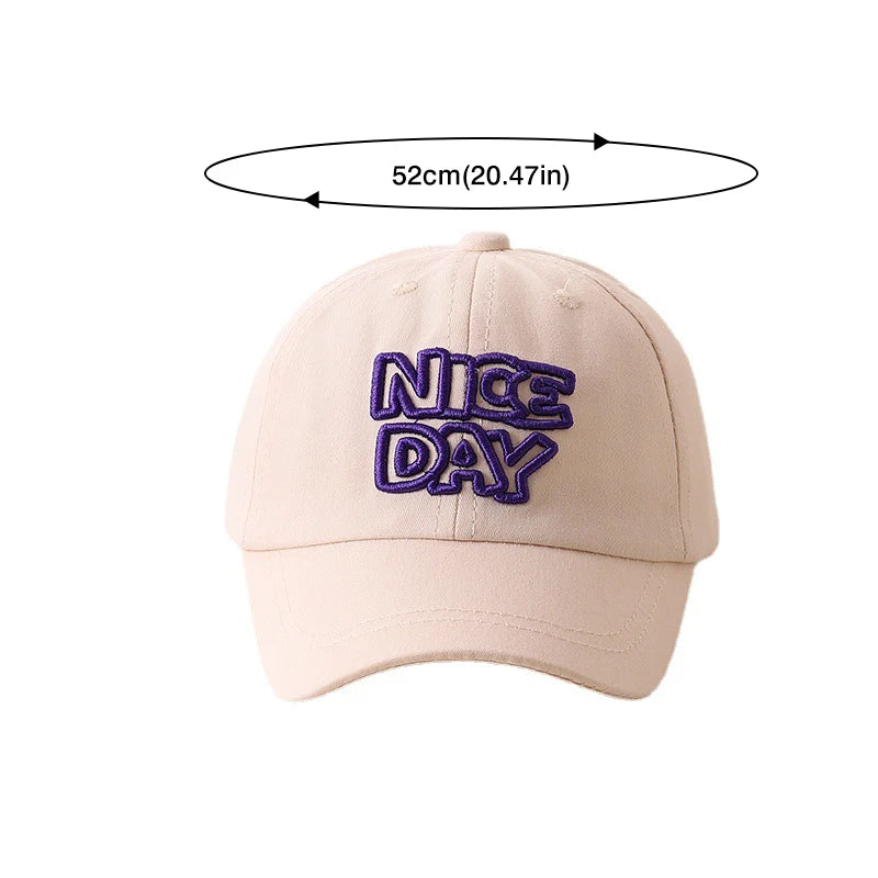 Solid Color Children Baseball Cap Letter Embroidery Baby Boy Girl Sun Hat Causal Outdoor Kids Adjustable Caps