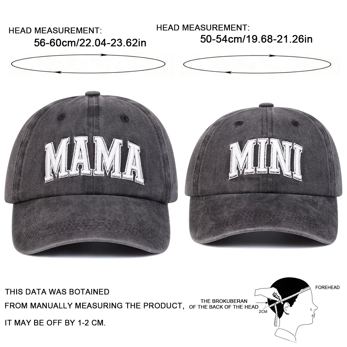 Unisex Parent Child Mama/Mimi Embroidery Wash Baseball Caps