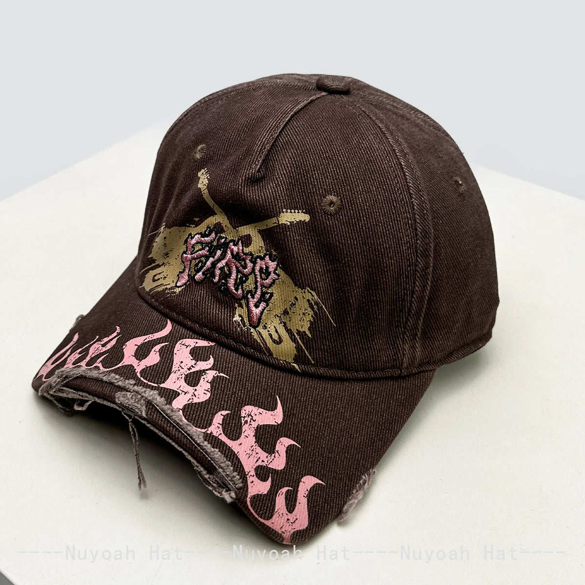 Niche Street Embroidered Letters Flame Flag Baseball Hats