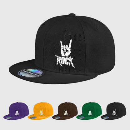 Cool Rock Hand Printed Black Snapback Cap