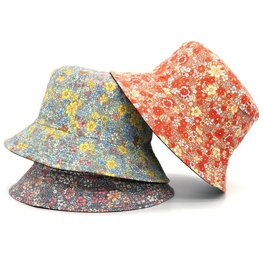 Spring Summer Small Floral Print Bucket Hat