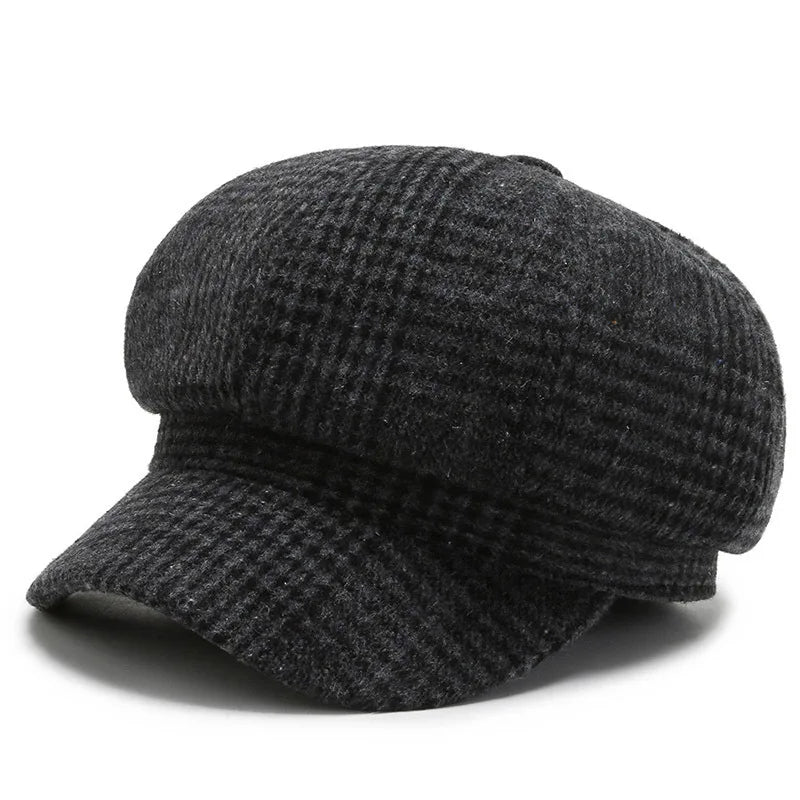 Panama Caps Women's Houndstooth Octagonal Beret