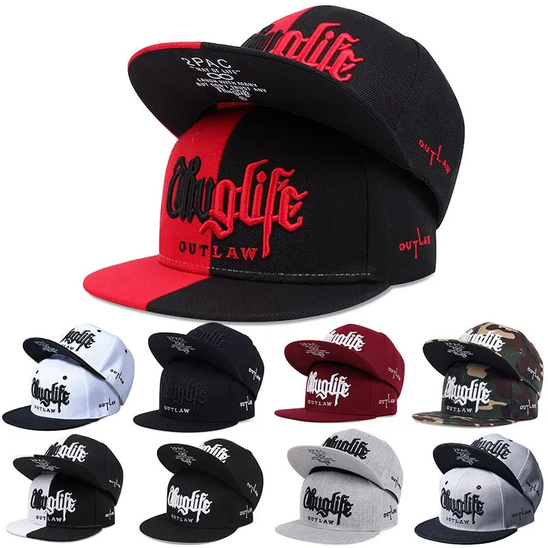 Fashion Fastball Cap Thug Life Embroidery Hip Hop Baseball Cap